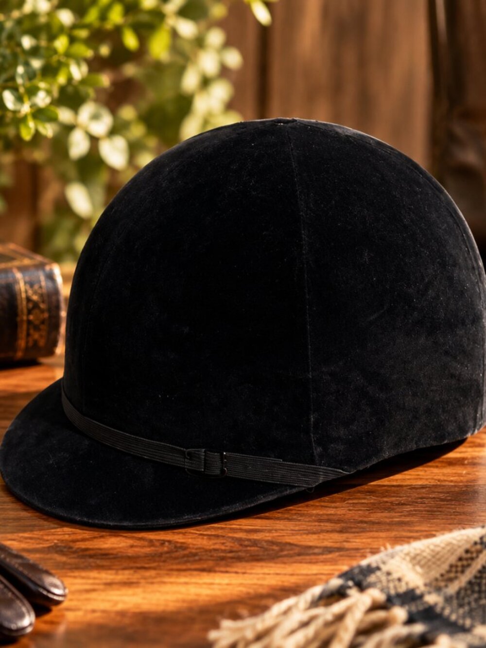 Swaine Adeney Brigg Black Velvet Equestrian Riding Helmet Size 6 7/8 Vintage